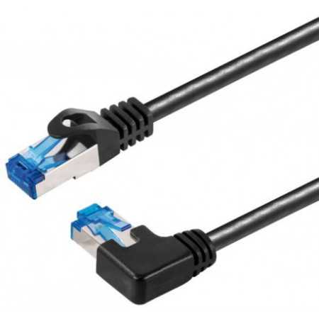 Transmedia Cat6A SFTP Patch Cable, RJ45 plug angled down, 1,5 m