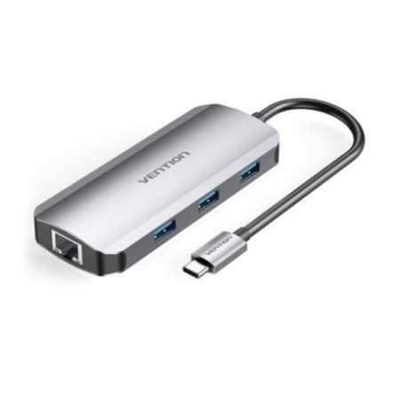 Vention USB-C to HDMI USB 3.0x3 RJ45 PD Docking Station 0,15m