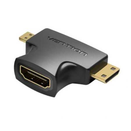 Vention 2 in 1 Mini HDMI and Micro HDMI Male to HDMI Female Adapter Black