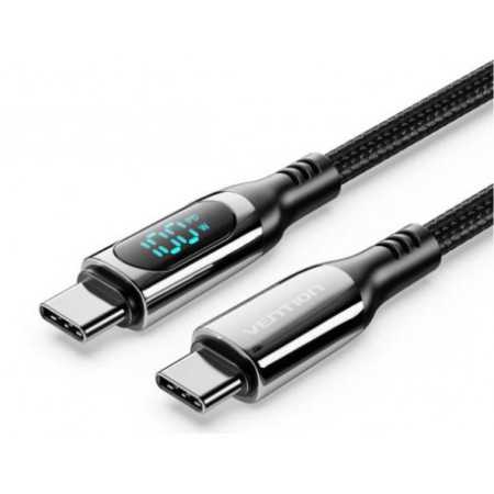 Vention Cotton Braided USB 2.0 C Male to C Male 5A Cable With LED Display 2m