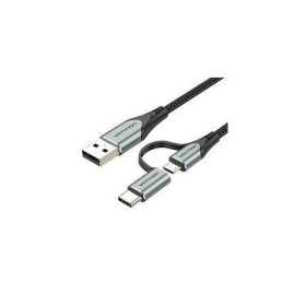 Vention USB 2.0 A Male to 2-in-1 Micro-B USB-C Male Cable 1M, Gray