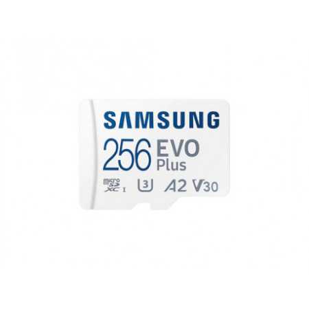 Spominska kartica Samsung EVO Plus, micro SDXC, 256GB, U3, V30, A2, UHS-I, z SD adapterjem