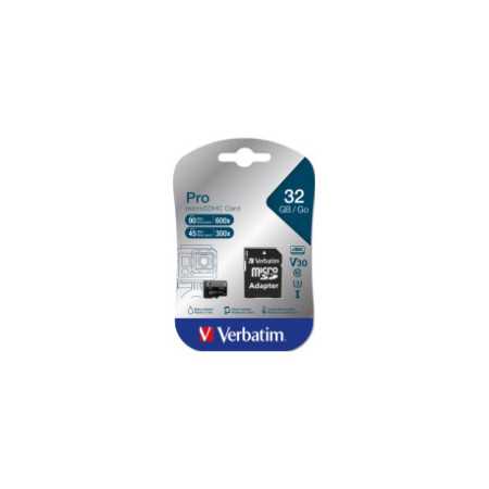 Verbatim memorijska kartica PRO Micro SDHC 32GB, U3, V30, Class 10 Card + adapter