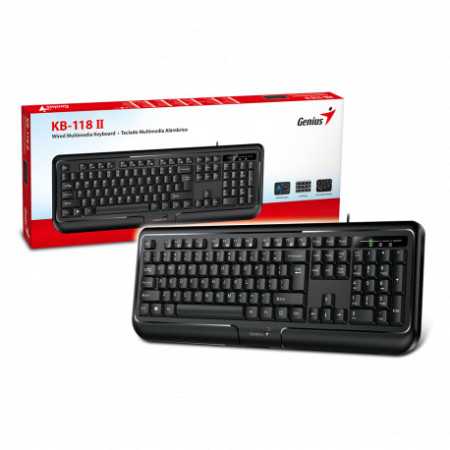 Genius KB-118 V2, žična tipkovnica, USB, crna