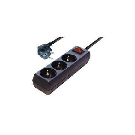 Transmedia 3-way Schuko power strip black