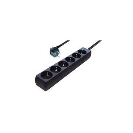 Transmedia 6-way Schuko Outlet power strip. Black