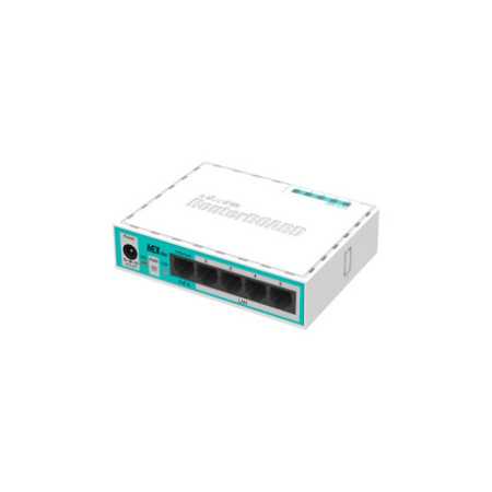 Mikrotik RB750r2 hEX lite, 850MHz CPU, 64MB RAM, 5×LAN, RouterOS L4, plastično kućište, PSU