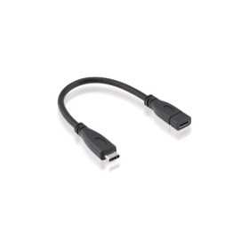 Roline USB-C kabel (M/F), 20V/5A, 0.15m, crni