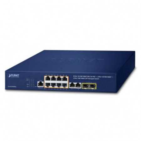 Planet 8-Port 10 100 1000T 802.3at PoE 2-Port 10 100 1000T 2-Port 100 1000X SFP Managed Switch