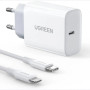 UGREEN 20W zidni punjač, USB-C, PD3.0/QC4.0, bijeli + USB-C/Lightning kabel 1.0m