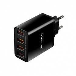 CANYON Universal 4xUSB AC charger (in wall) with over-voltage protection, Input 100V-240V, Output 5V