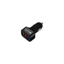 CANYON Universal 3xUSB car adapter(1 USB with Quick Charger QC3.0), Input 12-24V, Output USB/5V-2.1A