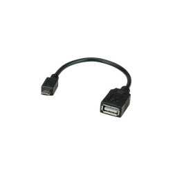 Roline VALUE USB2.0 kabel TIP A(F) na Micro B(M), 0.15m