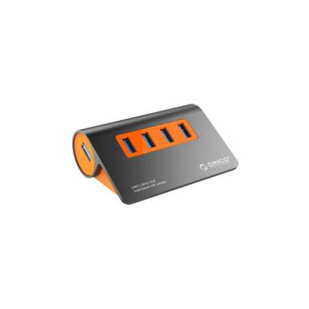 Orico 4-portni USB 3.1 Hub s vanjskim napajanjem, dark gray+orange (ORICO-M3H4-G2-EU-OG)