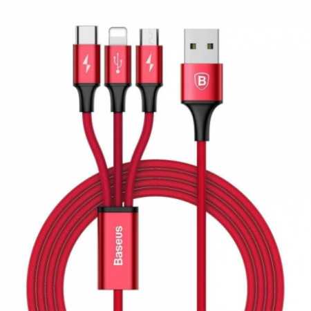 Cable USB BASEUS 3in1 Rapid red,  3A, 1.2M