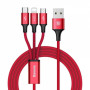 Cable USB BASEUS 3in1 Rapid red,  3A, 1.2M