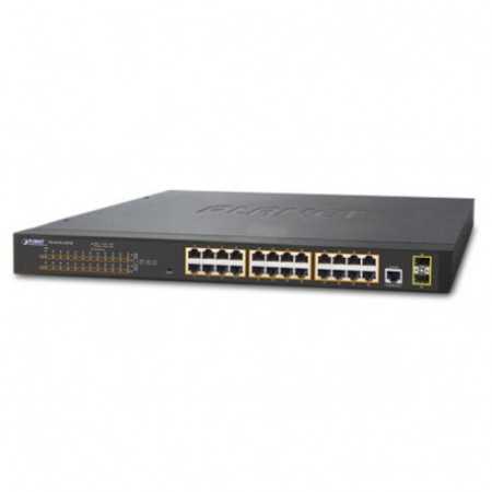 Planet Managed 24-Port GbE 802.3at PoE (30w port) 2-Port SFP Switch (300W)