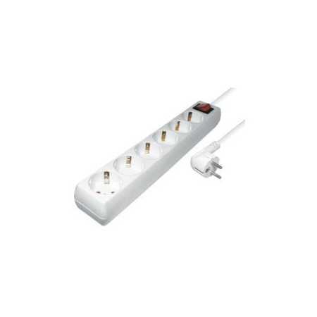 Transmedia 6-way power strip, White, 1,4m