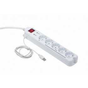 Gembird Surge protector with Master Slave function, white color