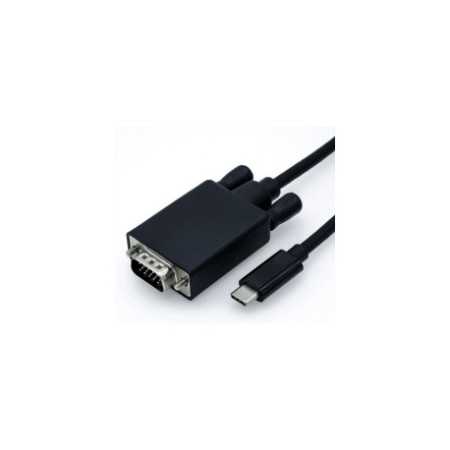 Roline USB-C - VGA kabel, M/M, 1.0m, crni