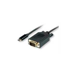 Roline VALUE USB-C - VGA kabel, M/M, 1.0m, crni