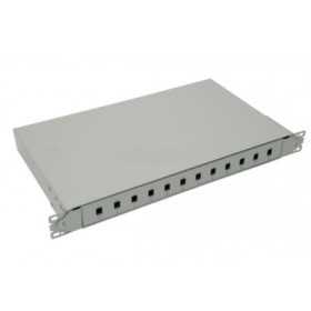 NFO Patch Panel 1U 19" - 12x SC Simplex LC Duplex, Slide-out on rails, 1 tray