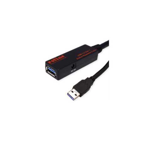 Roline USB3.2 Gen1 aktivni produžni kabel sa ponavljačem, 15m, crni