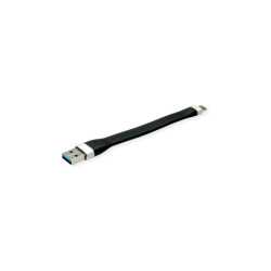 Roline USB3.2 Gen 1 silikonski kabel TIP A-C M/M, 0.11m, crni