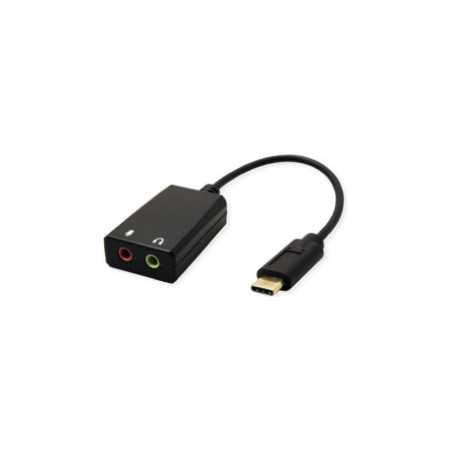 Roline VALUE adapter USB-C - 2×3.5mm audio, M/F, 0.13 m