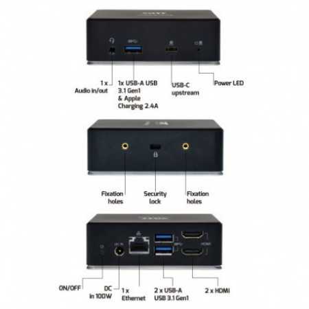 Port docking univerzalni office 2X2K USB-C&USB-A