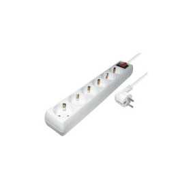 Transmedia 6-way power strip with Switch, white, 5m