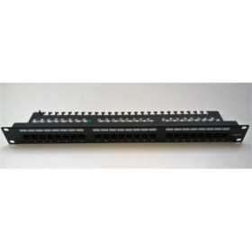 Masterlan patch panel 19", 24xRJ45, Cat5e, 1U, with tie bar, black