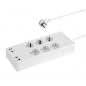 Transmedia Smart 6-way power strip with 4 USB charging ports (max. 5V 4A)