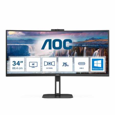 AOC VA 34" CU34V5CW, HDMI, DP, WCAM, USB-C