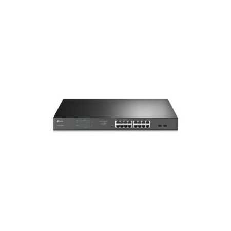 TP-Link JetStream 16-port Gigabit EasySmart PoE+ preklopnik (Switch), 16×10/100/1000M RJ45 PoE, 2×SFP Gigabit, 1U 19" ra