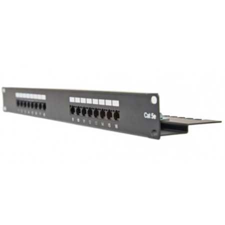 Masterlan patch panel 19", 16xRJ45, Cat5e, 1U, with tie bar, black