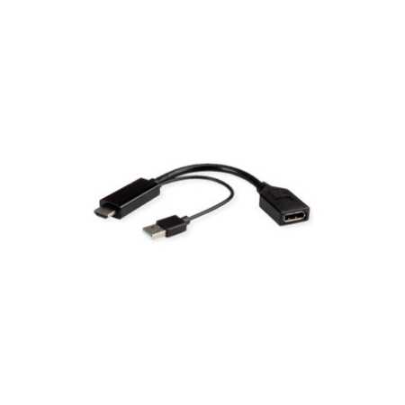 Roline adapter/kabel HDMI - DisplayPort, M/F, v1.2, aktivni, 4K60, 0.15m