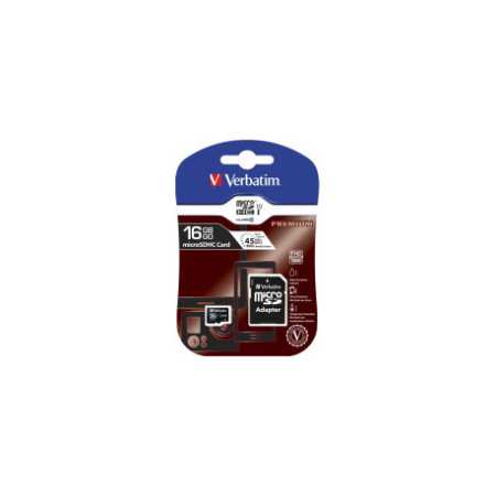 Verbatim memorijska kartica Premium Micro SDHC Secure Digital 16GB Class 10 + adapter