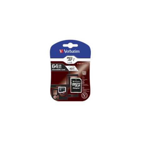 Verbatim memorijska kartica Premium Micro SDXC Secure Digital 64GB Class 10 + adapter