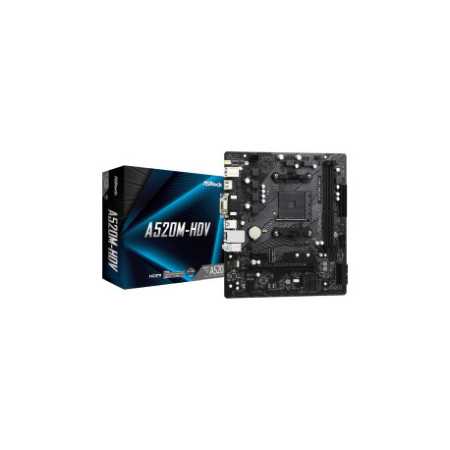 Asrock MB A520M-HDV, S. AM4, DDR4/4733+(OC), PCIe 3.0, G-LAN, VGA/DVI-D/HDMI, mATX